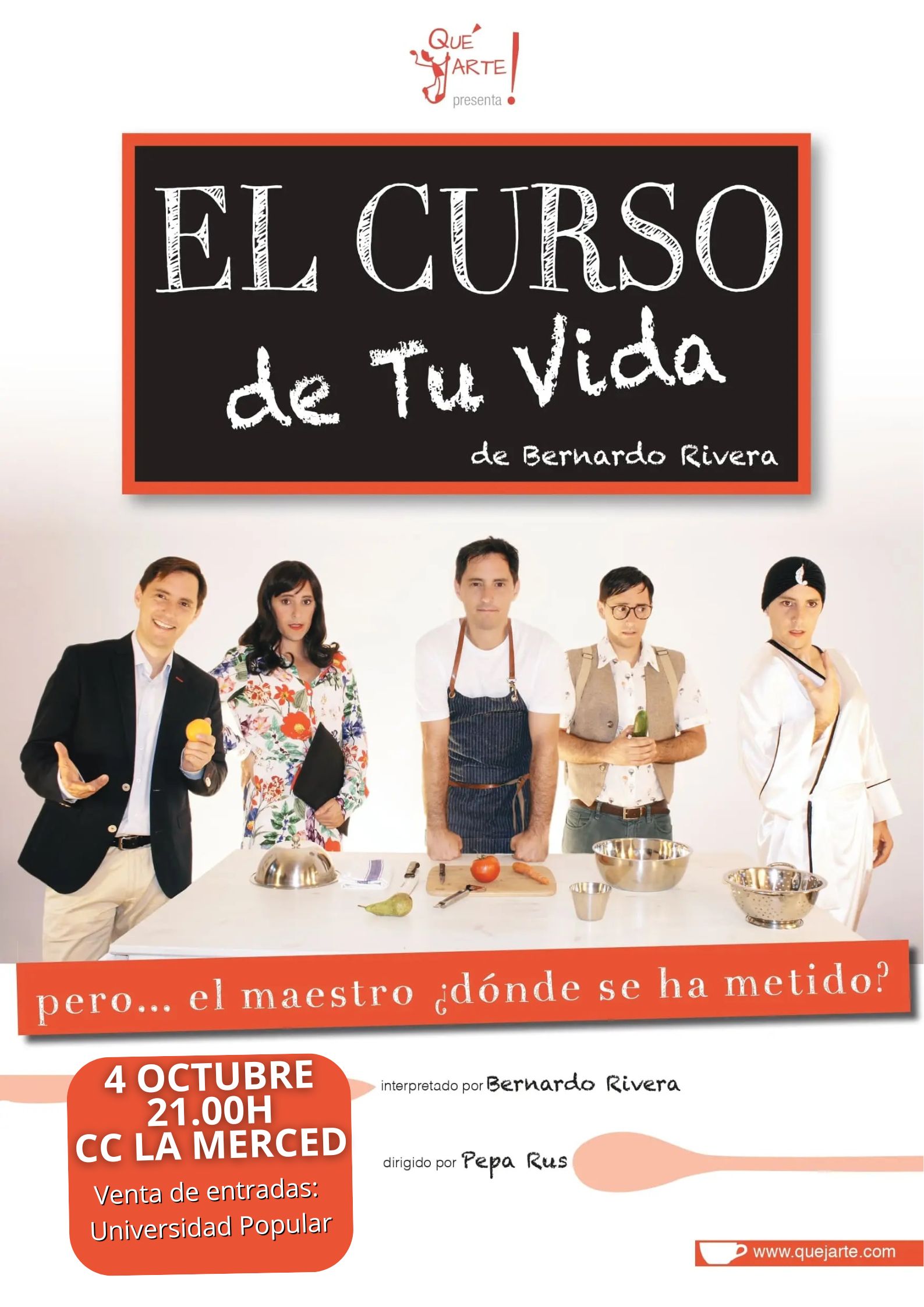 Cartel de la representación teatral "El curso de tu vida" en Llerena.